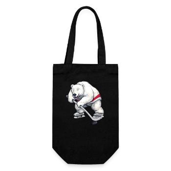 Conception de joueur de hockey sur glace Polar Bear - Sac à bouteille - noir - Devant
