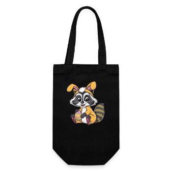 Raccoon as Easter Bunny Egg Costume Cartoon - Gift Bag for Bottles - black - Front