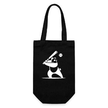 Minimalistische Panda-Baseball-Silhouette - Geschenkbeutel für Flaschen - Schwarz - Vorne