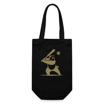Minimalistische Panda-Baseball-Silhouette - Geschenkbeutel für Flaschen - Schwarz - Vorne