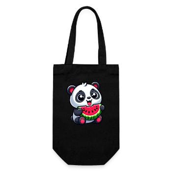 Panda Mit Wassermelone Fruchtig Niedlich - Geschenkbeutel für Flaschen - Schwarz - Vorne