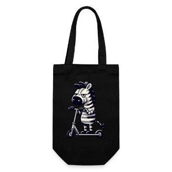 Zebra Kickroller Whimsical Funny Comic - Gift Bag for Bottles - black - Front