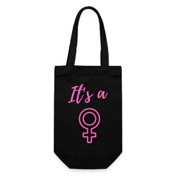 Baby Announcement Pregnancy - Girl - Surprise - Gift Bag for Bottles - black - Front