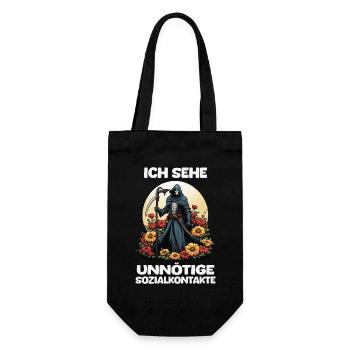 Ich Sehe Unnötige Sozialkontakte - Sensenmann - Geschenkbeutel für Flaschen - Schwarz - Vorne