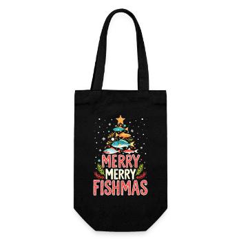 Funny Christmas Tree with Fish for Holiday - Geschenkbeutel für Flaschen - Schwarz - Vorne