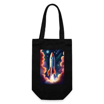 Rocket ship flying to space - Gift Bag for Bottles - black - Front