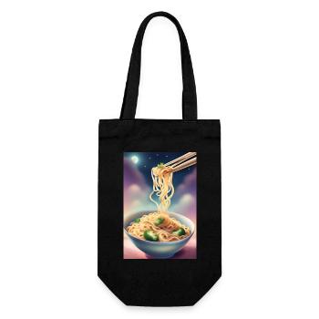 A nightly snack: bowl of noodles with broccoli - Gift Bag for Bottles - black - Front