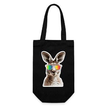 Lustiges Känguru mit Sonnenbrille für einen - Geschenkbeutel für Flaschen - Schwarz - Vorne