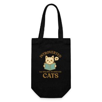 Introverted but Willing to Discuss Cats - Geschenkbeutel für Flaschen - Schwarz - Vorne