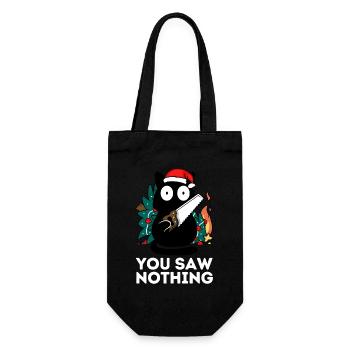 Christmas - You Didn't See Anything - Cat Fir Tree - Gift Bag for Bottles - black - Front