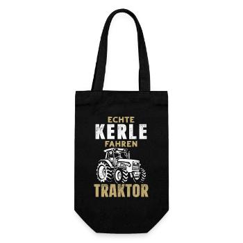 Traktor Bauer Landwirt Trecker Landwirtschaft - Geschenkbeutel für Flaschen - Schwarz - Vorne
