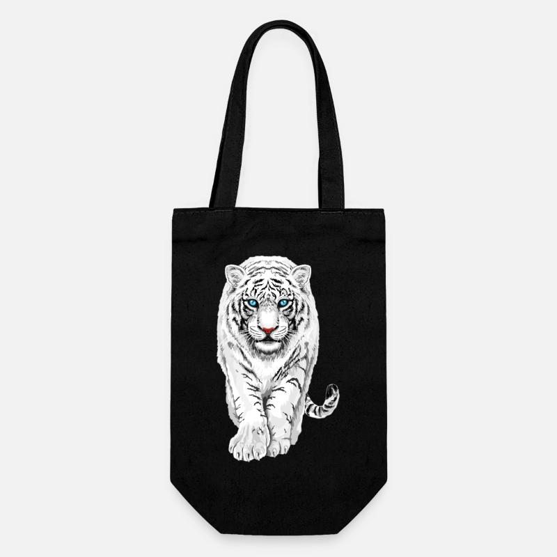 Weißer Tiger - Geschenkbeutel für Flaschen - Schwarz