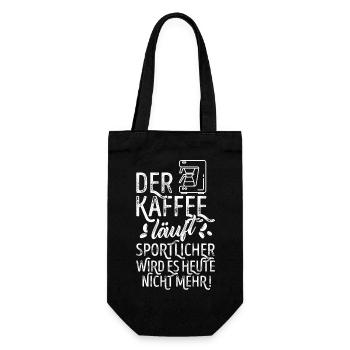 Der Kaffee läuft - Lustiges Morgenmuffel Shirt - Geschenkbeutel für Flaschen - Schwarz - Vorne