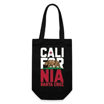 Santa Cruz California vintage retro flag bear - Gift Bag for Bottles - black - Front