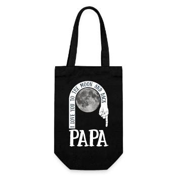 Papa I Love You To The Moon And Back - Geschenkbeutel für Flaschen - Schwarz - Vorne