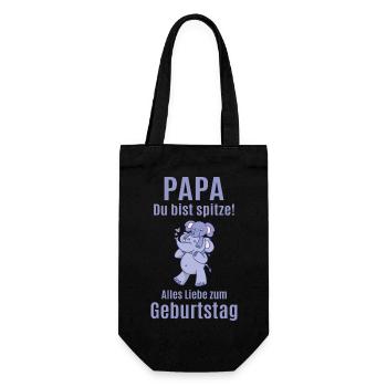 Papa Geburtstag gratulieren Glückwunsch vom Kind - Geschenkbeutel für Flaschen - Schwarz - Vorne