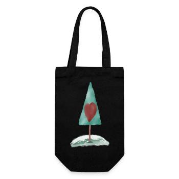 Heart tree watercolor illustration - Gift Bag for Bottles - black - Front