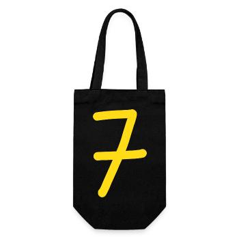 7 Nummer sieben gelbe Zahl Geburtstag - Geschenkbeutel für Flaschen - Schwarz - Vorne