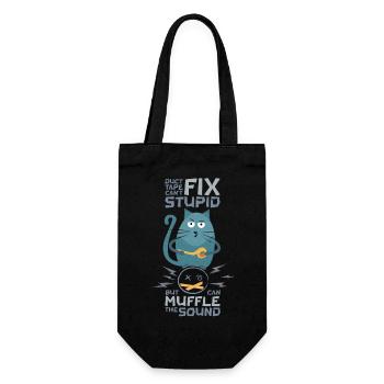 Funny Quote with Cat, Sarcastic Humor - Gift Bag for Bottles - black - Front