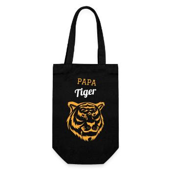 Papa Tiger - Geschenkbeutel für Flaschen - Schwarz - Vorne