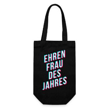 Ehrenfrau des Jahres lustiger Spruch - Geschenkbeutel für Flaschen - Schwarz - Vorne