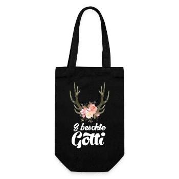Beste Gotti beschte Gotti Schweiz Patentante Patin - Geschenkbeutel für Flaschen - Schwarz - Vorne