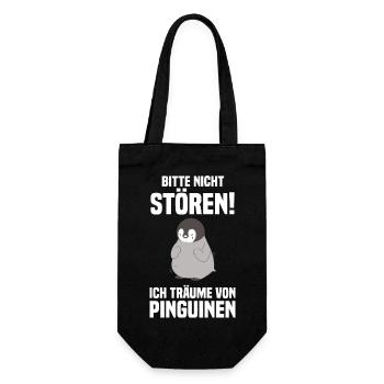 Tiermotiv Pinguin - Geschenkbeutel für Flaschen - Schwarz - Vorne