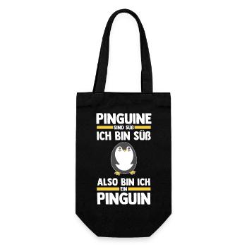 Tiermotiv Pinguin - Geschenkbeutel für Flaschen - Schwarz - Vorne