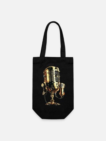 Microphone vintage - Sac à bouteille - noir