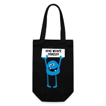 Opa Monster wild Demo Comic coole lustige Sprüche - Geschenkbeutel für Flaschen - Schwarz - Vorne
