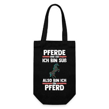 Pferd Reiten Reiter Reiterin Reitsport Pferde - Geschenkbeutel für Flaschen - Schwarz - Vorne