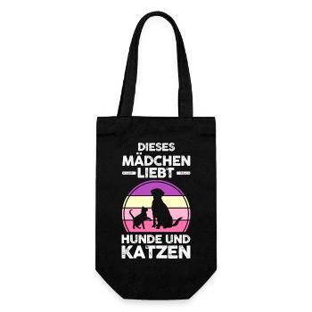 Katzen Katzenliebhaber Hundeliebhaber Hunde - Geschenkbeutel für Flaschen - Schwarz - Vorne
