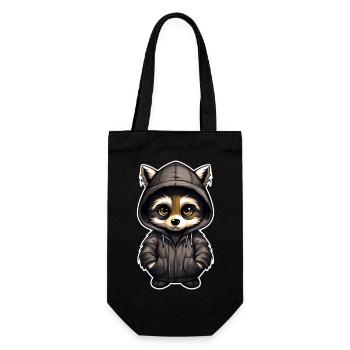 Cool raccoon in casual clothes - Gift Bag for Bottles - black - Front