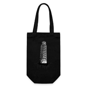 Schiefer Turm von Pisa | Leaning Tower of Pisa - Geschenkbeutel für Flaschen - Schwarz - Vorne