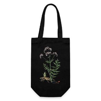 Baldrian (Valeriana officinalis) - Geschenkbeutel für Flaschen - Schwarz - Vorne