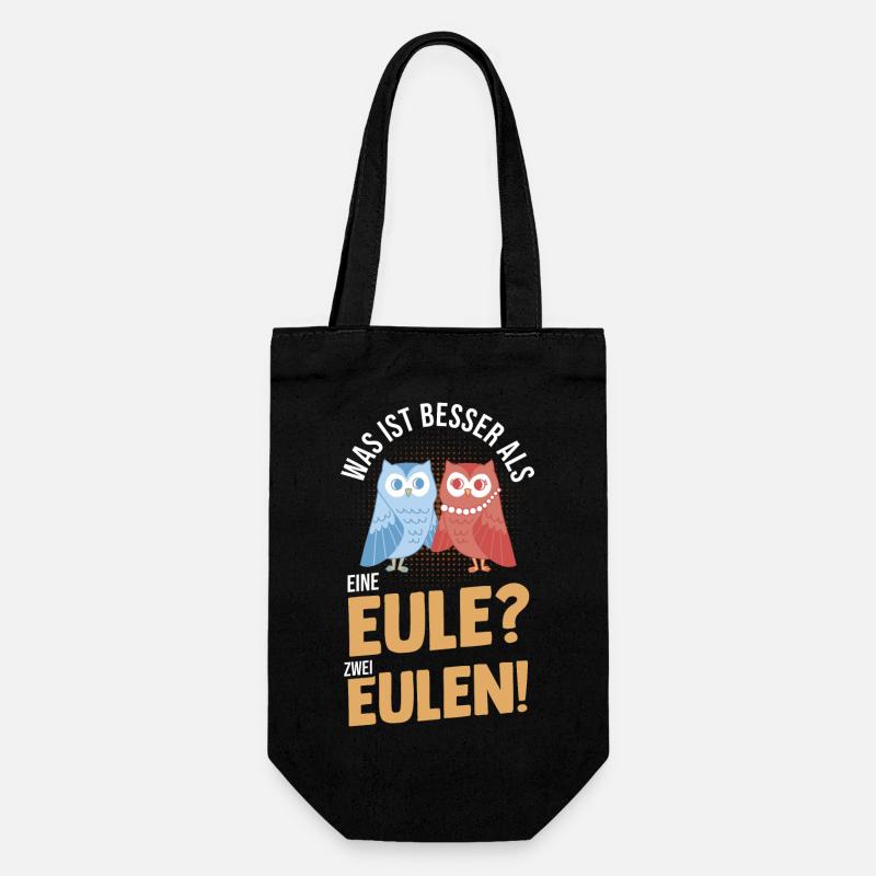 Eulen - Geschenkbeutel für Flaschen - Schwarz
