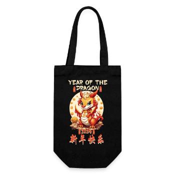Year Of The Dragon Happy Chinese New Year 2024 - Geschenkbeutel für Flaschen - Schwarz - Vorne