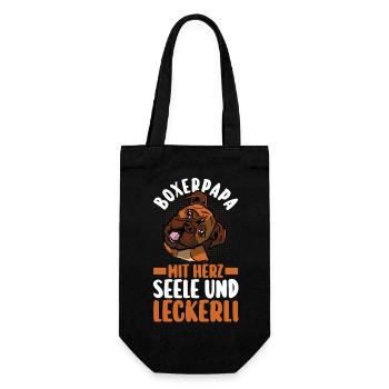 Hund Hundepapa Deutscher Boxerpapa Deutscher Boxer - Geschenkbeutel für Flaschen - Schwarz - Vorne
