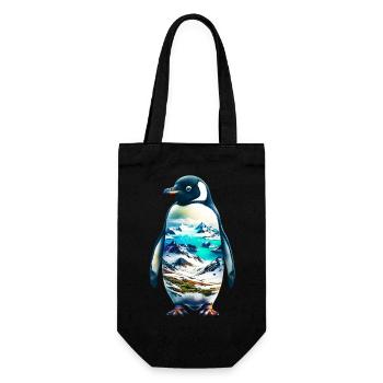 Pinguin - Geschenkbeutel für Flaschen - Schwarz - Vorne