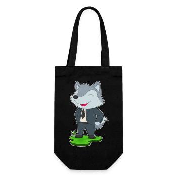 Wolf Bräutigam Krawatte Hochzeit - Geschenkbeutel für Flaschen - Schwarz - Vorne