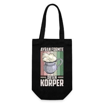 Ayran Döner Kebab Imbiss Getränk Türkei Salz - Geschenkbeutel für Flaschen - Schwarz - Vorne
