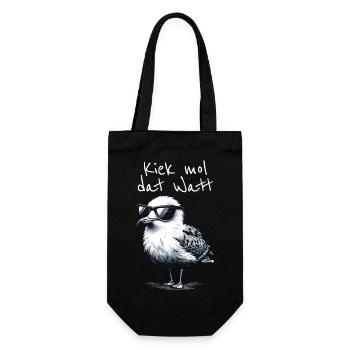 Kiek mol dat Watt Wattwanderer Möwe Spruch - Sac à bouteille - noir - Devant