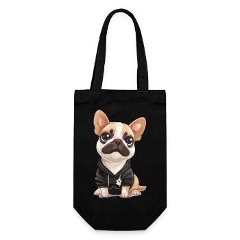 Niedliche Bulldogge Mops Hund - Geschenkbeutel für Flaschen - Schwarz - Vorne