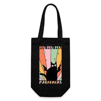 Pew Pew Madafakas Lustiges Katze Design - Geschenkbeutel für Flaschen - Schwarz - Vorne