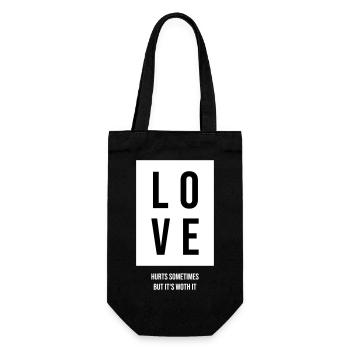 Love hurts sometimes but its worth it Gift - Gift Bag for Bottles - black - Front