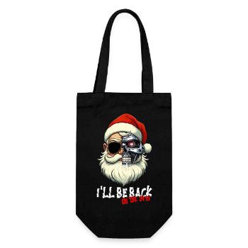Cyber Santa Claus Terminator I´LL BE BACK - Geschenkbeutel für Flaschen - Schwarz - Vorne
