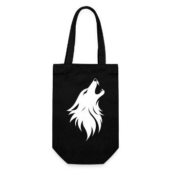 Wildwolf Silhouette, Wolfskopf - Geschenkbeutel für Flaschen - Schwarz - Vorne