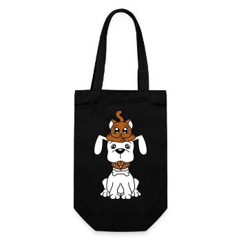 Chien Chat Deux Amis Équipe Chaton 2 Duo Équipage - Sac à bouteille - noir - Devant