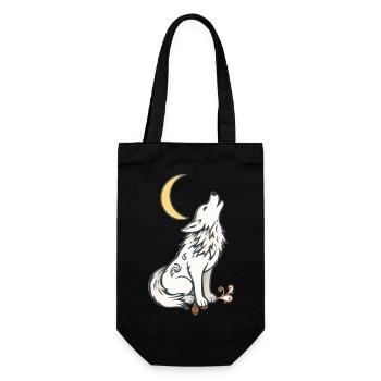 🌙🐺 Lone Wolf – Mystik & Natur T-Shirt - Geschenkbeutel für Flaschen - Schwarz - Vorne