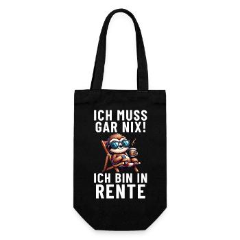 Ich muss gar nix! ich bin in Rente Faultier - Geschenkbeutel für Flaschen - Schwarz - Vorne